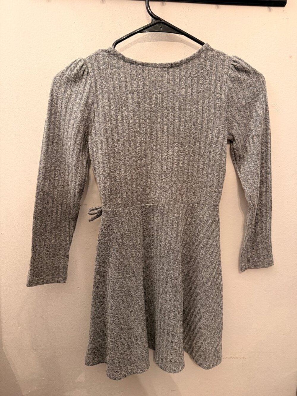 Childrens Place | Gray Girls Lightweight Sweater Knit Faux Wrap Dress | Size 7/8 - Picture 3 of 4